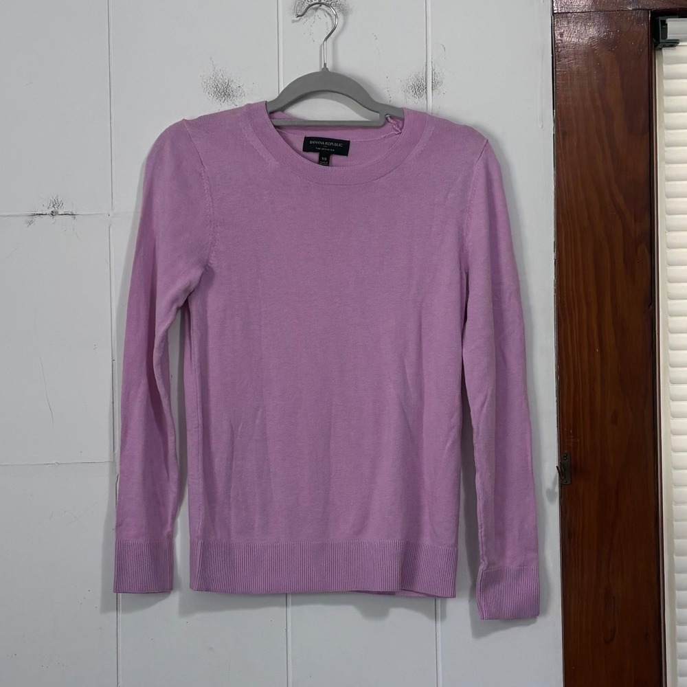 Banana Republic Forever Sweater Womens‎ XS Lilac Purple Cotton Blend Crew Neck